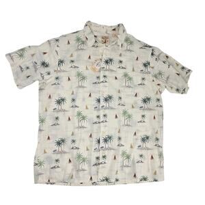 NWT Redhead Tropical Islander Print Short Sleeve Button Down Mens XL 100% Cotton